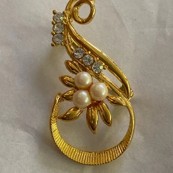 VINTAGE 90’s Broach pin with pearls and diamonds - Picture 3 of 4